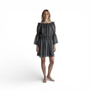 Blue and White Striped Mini Dress